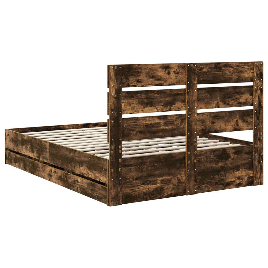 Bedframe met lade Gerookt eiken 160 x 200 cm Ingenieurshout