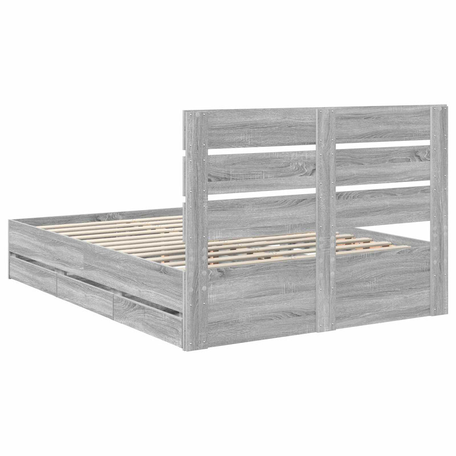 Bedframe met lade Grijs Sonoma 160 x 200 cm Ingenieurshout