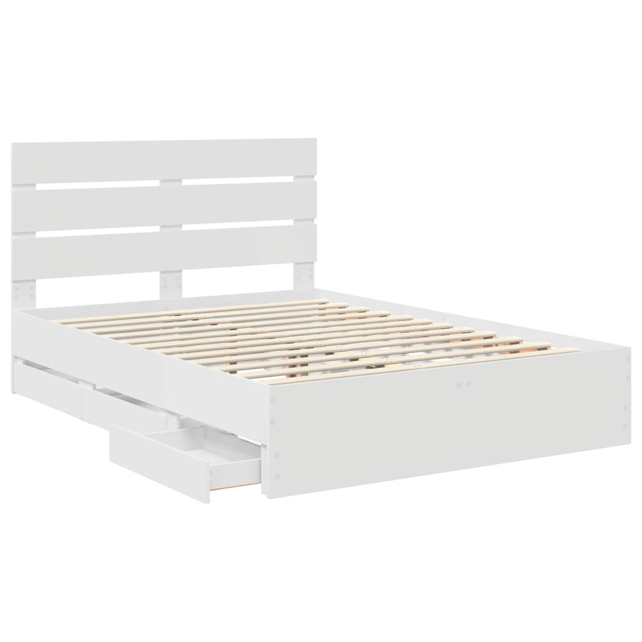 Bedframe met lade met opslag Wit 150 x 200 cm Ingenieurshout