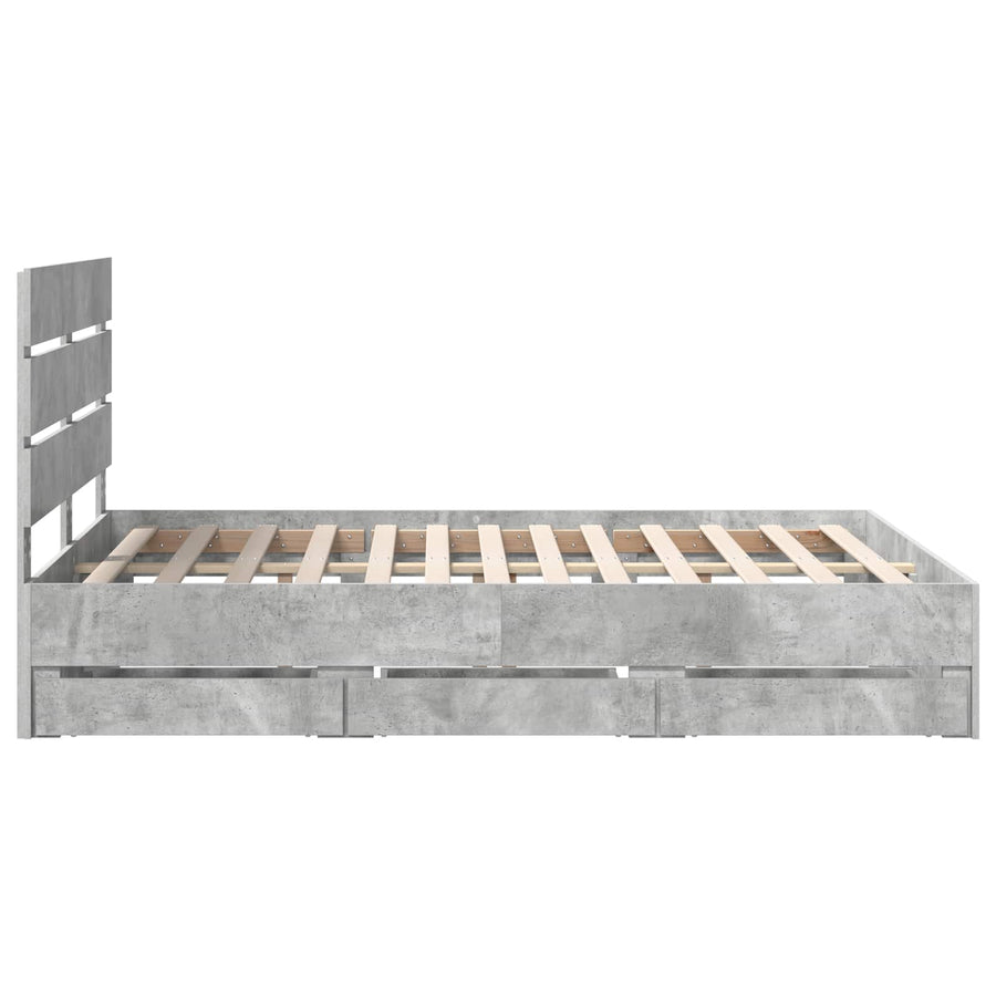 Bedframe met lade Beton Grijs 150 x 200 cm Ingenieurshout