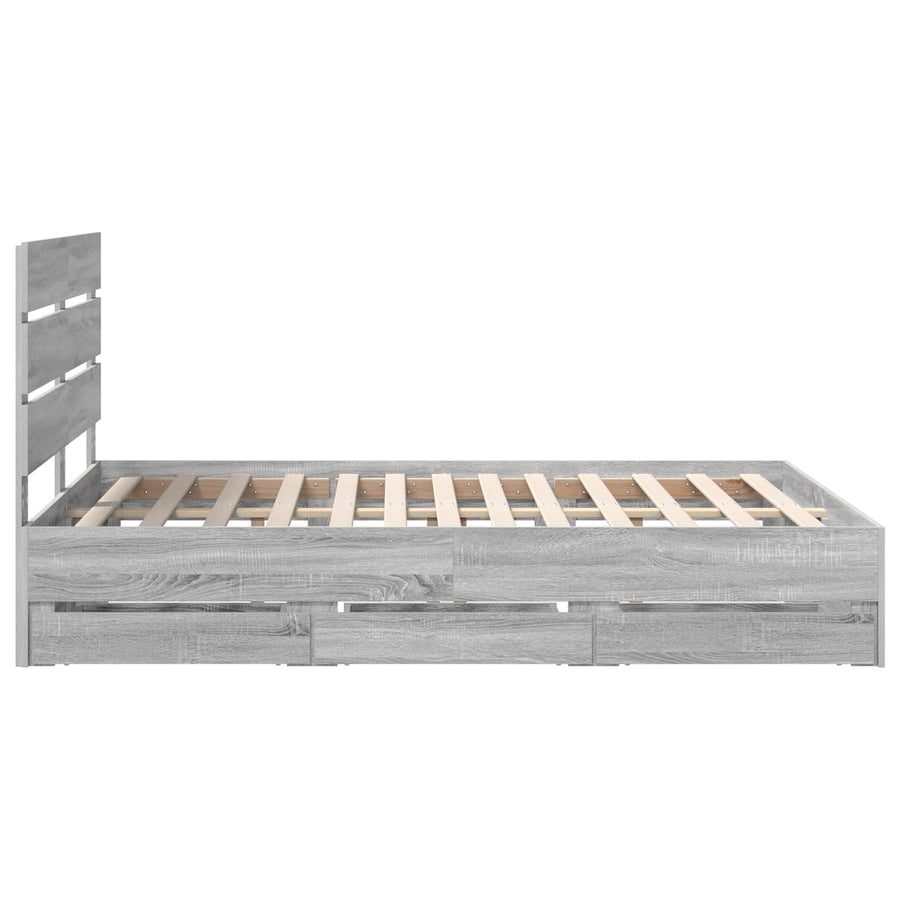 Bedframe met lade Grijs Sonoma 150 x 200 cm Ingenieurshout
