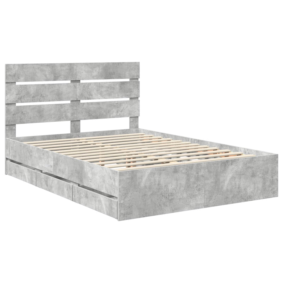 Bedframe met lade Beton Grijs 140 x 200 cm Ingenieurshout