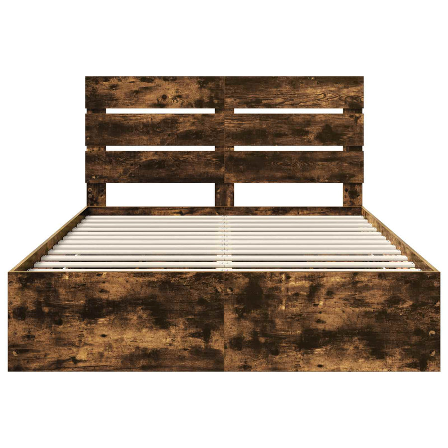 Bedframe met lade Gerookt eiken 140 x 200 cm Ingenieurshout