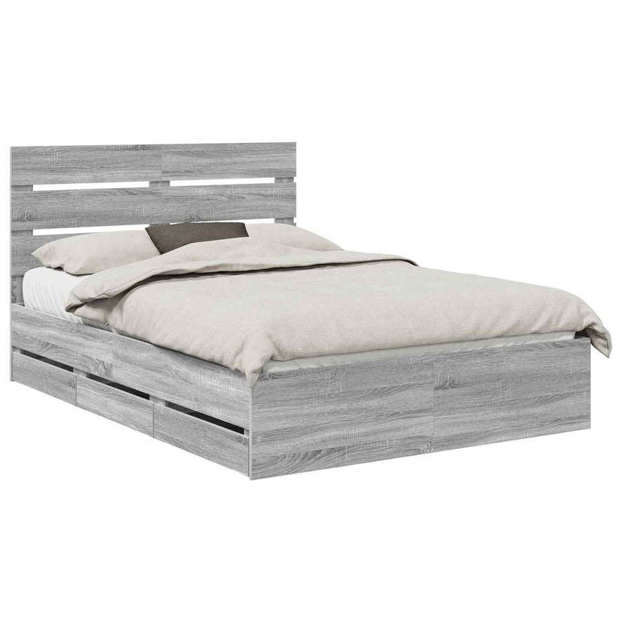 Bedframe met lade Grijs Sonoma 140 x 200 cm Ingenieurshout
