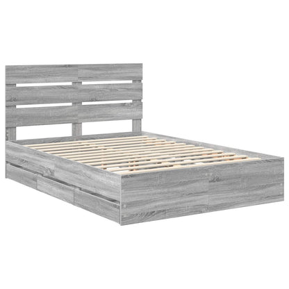 Bedframe met lade Grijs Sonoma 140 x 200 cm Ingenieurshout