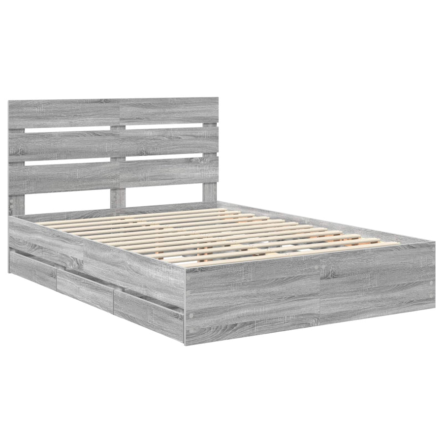 Bedframe met lade Grijs Sonoma 140 x 200 cm Ingenieurshout