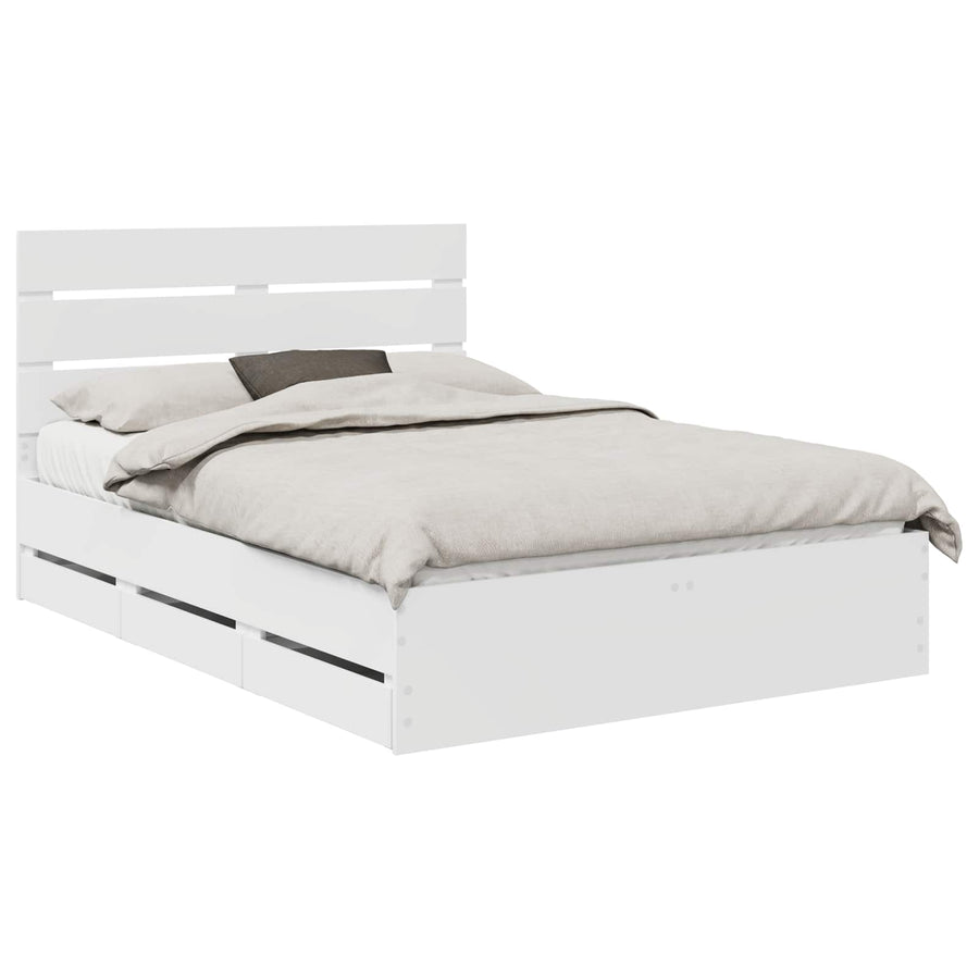 Bedframe met lade met opslag Wit 140 x 190 cm Ingenieurshout