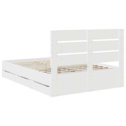 Bedframe met lade met opslag Wit 140 x 190 cm Ingenieurshout