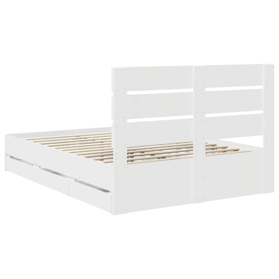 Bedframe met lade met opslag Wit 140 x 190 cm Ingenieurshout