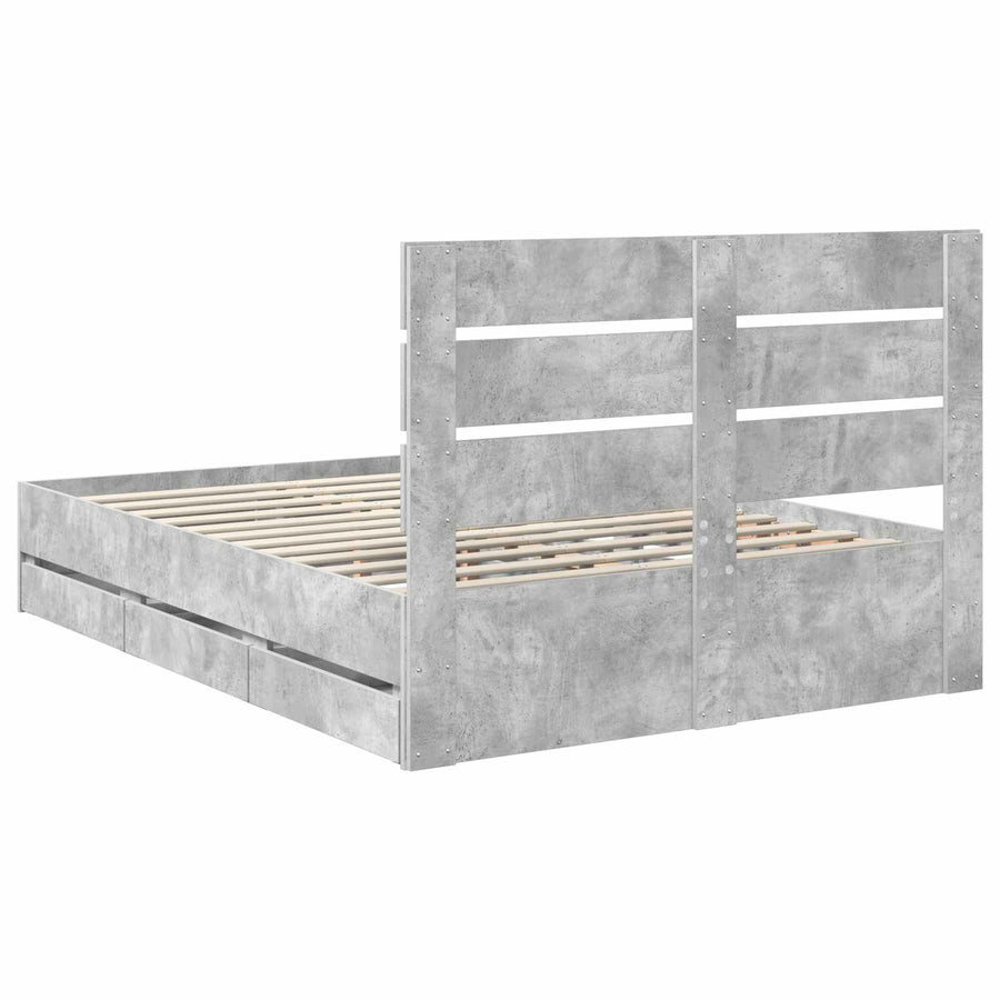 Bedframe met lade Beton Grijs 140 x 190 cm Ingenieurshout