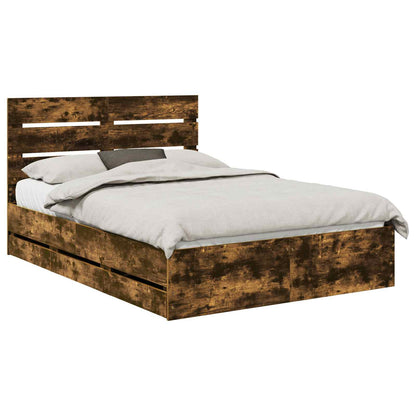 Bedframe met lade Gerookt eiken 140 x 190 cm Ingenieurshout