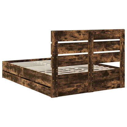 Bedframe met lade Gerookt eiken 140 x 190 cm Ingenieurshout