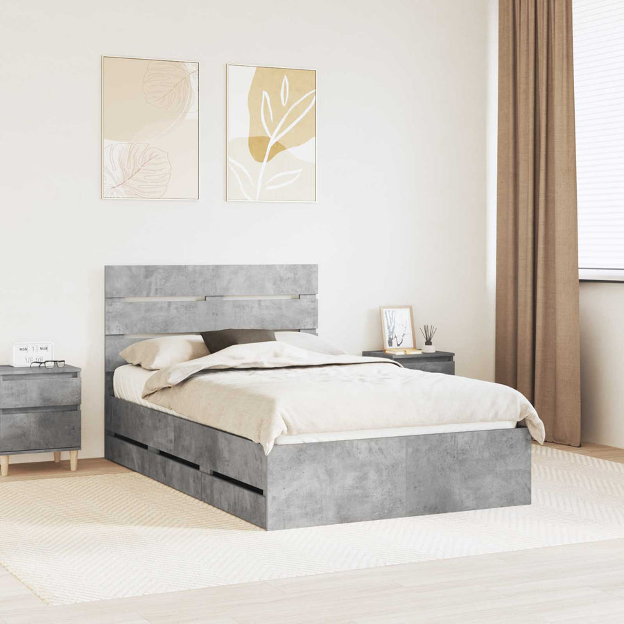 Bedframe met lade Beton Grijs 135 x 190 cm Ingenieurshout
