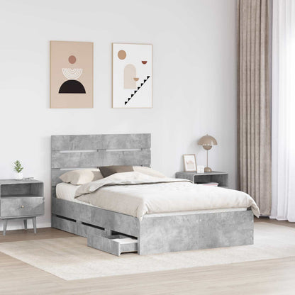 Bedframe met lade Beton Grijs 135 x 190 cm Ingenieurshout