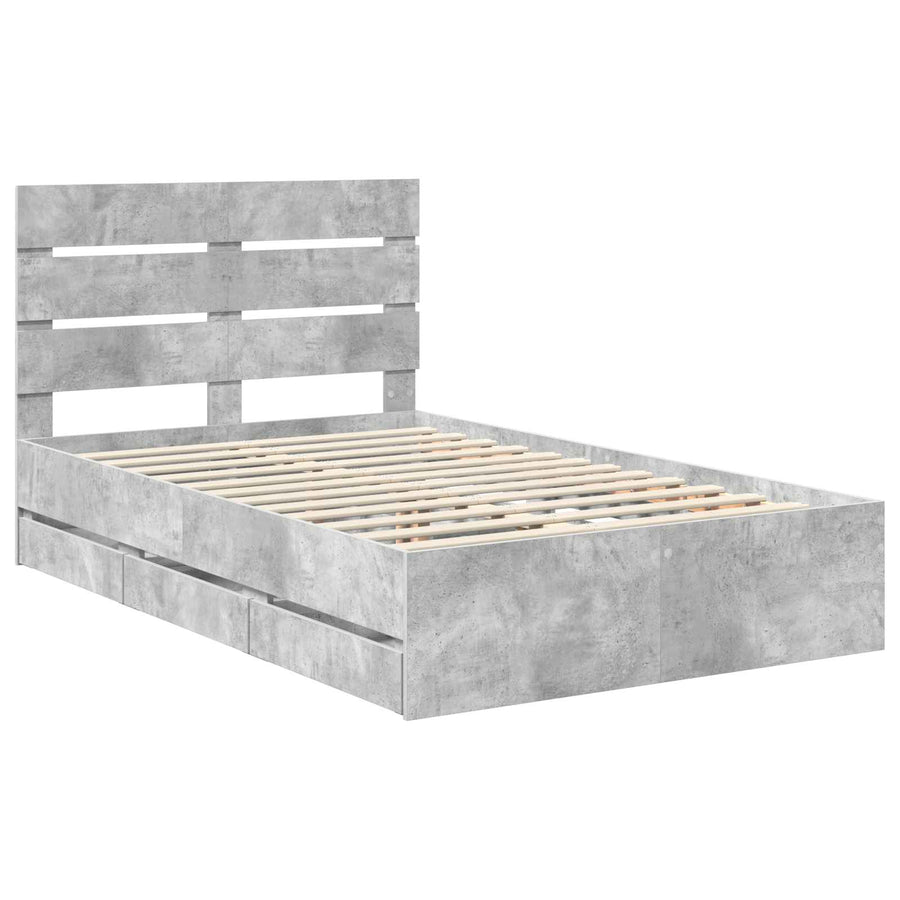 Bedframe met lade Beton Grijs 135 x 190 cm Ingenieurshout