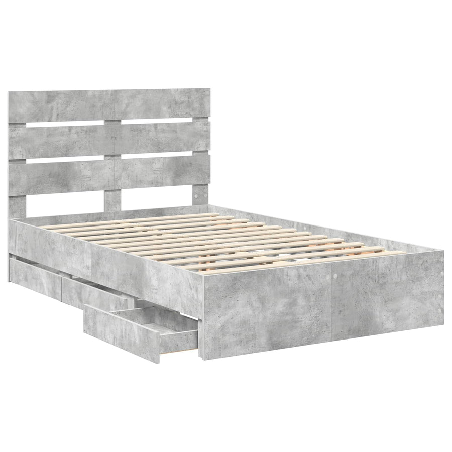 Bedframe met lade Beton Grijs 135 x 190 cm Ingenieurshout