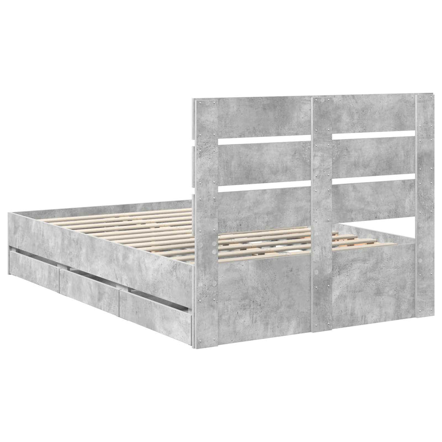 Bedframe met lade Beton Grijs 135 x 190 cm Ingenieurshout