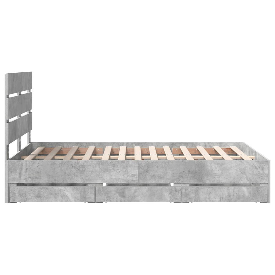 Bedframe met lade Beton Grijs 135 x 190 cm Ingenieurshout