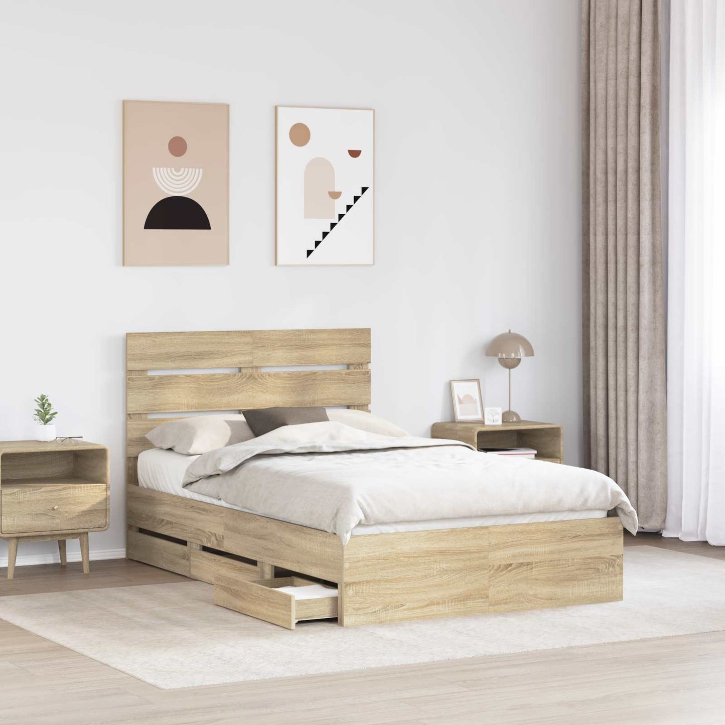 Bedframe met lade Sonoma Eiken 120 x 200 cm Ingenieurshout