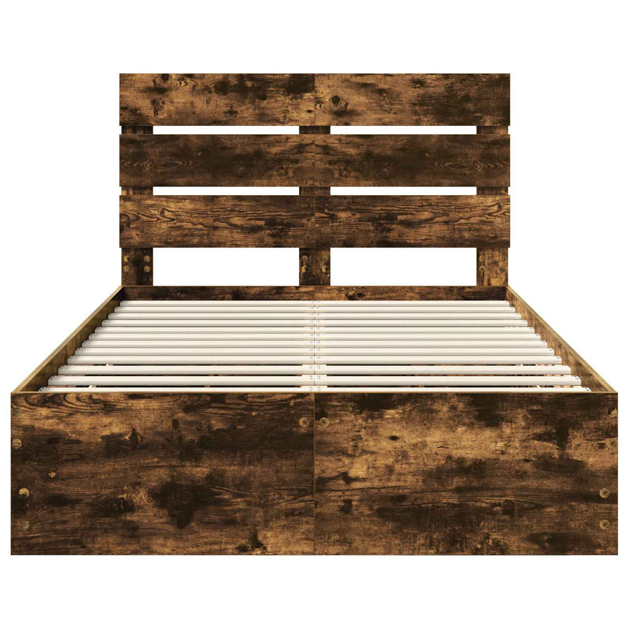 Bedframe met lade Gerookt eiken 120 x 200 cm Ingenieurshout