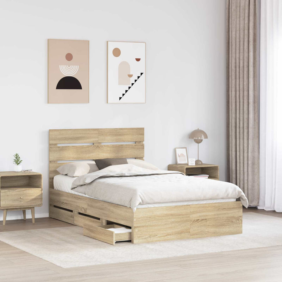 Bedframe met lade Sonoma Eiken 120 x 190 cm Ingenieurshout