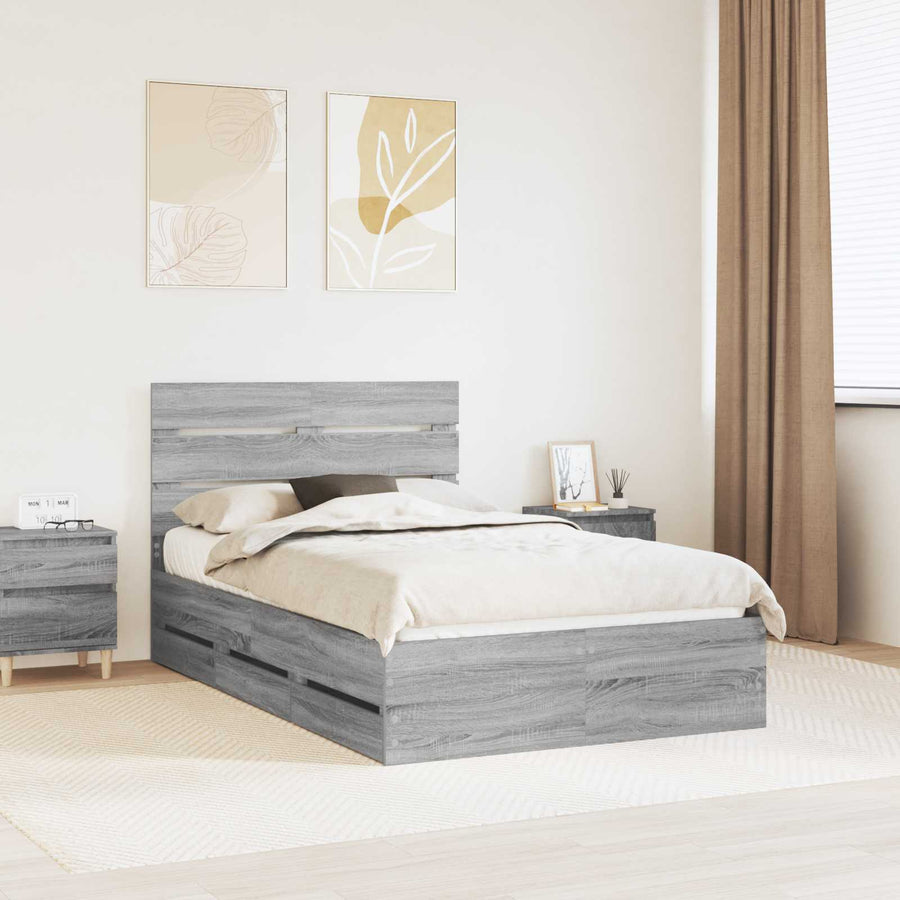 Bedframe met lade Grijs Sonoma 120 x 190 cm Ingenieurshout