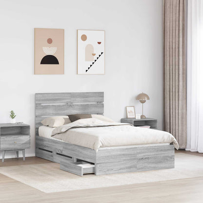 Bedframe met lade Grijs Sonoma 120 x 190 cm Ingenieurshout