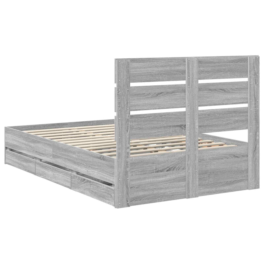 Bedframe met lade Grijs Sonoma 120 x 190 cm Ingenieurshout