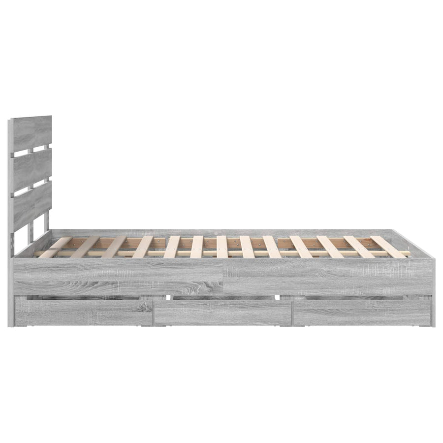 Bedframe met lade Grijs Sonoma 120 x 190 cm Ingenieurshout