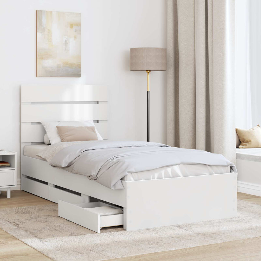 Bedframe met lade met opslag Wit 100 x 200 cm Ingenieurshout
