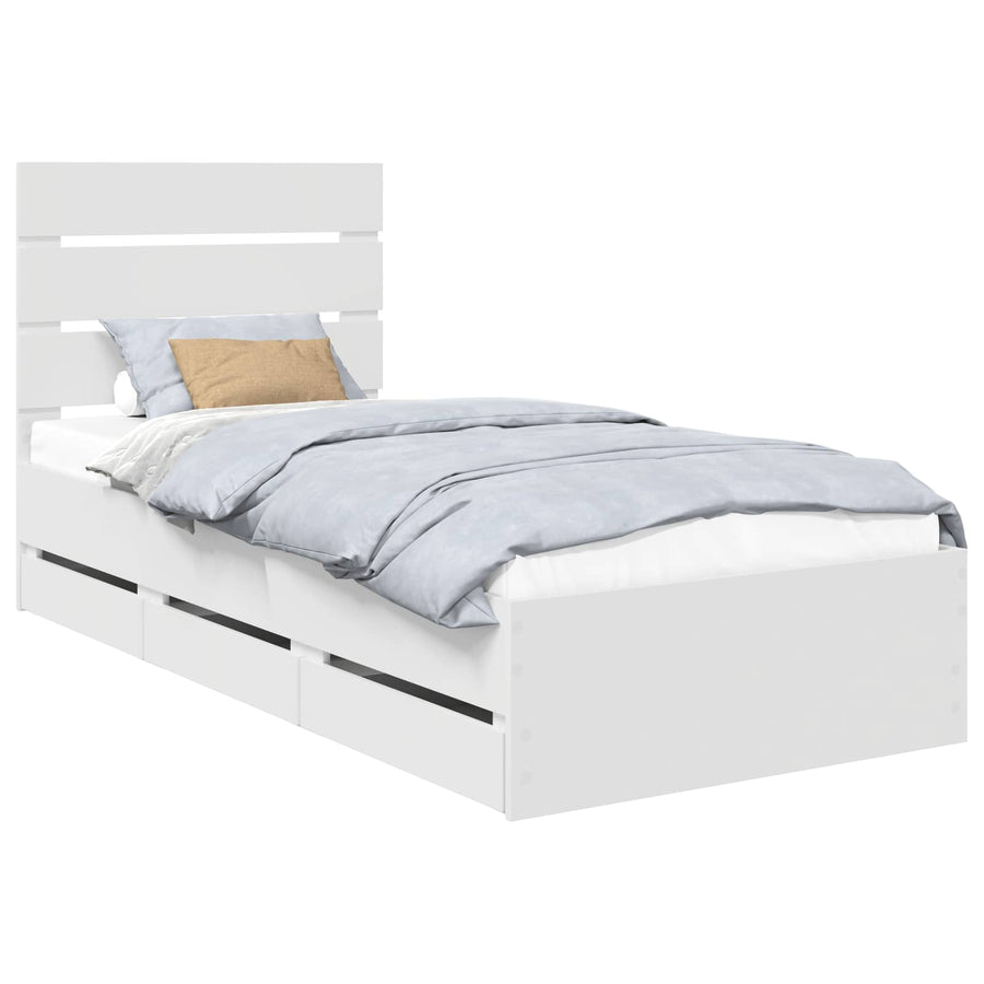 Bedframe met lade met opslag Wit 100 x 200 cm Ingenieurshout