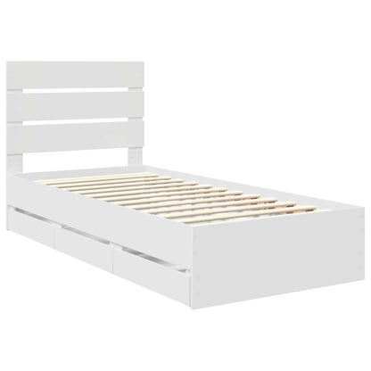 Bedframe met lade met opslag Wit 100 x 200 cm Ingenieurshout