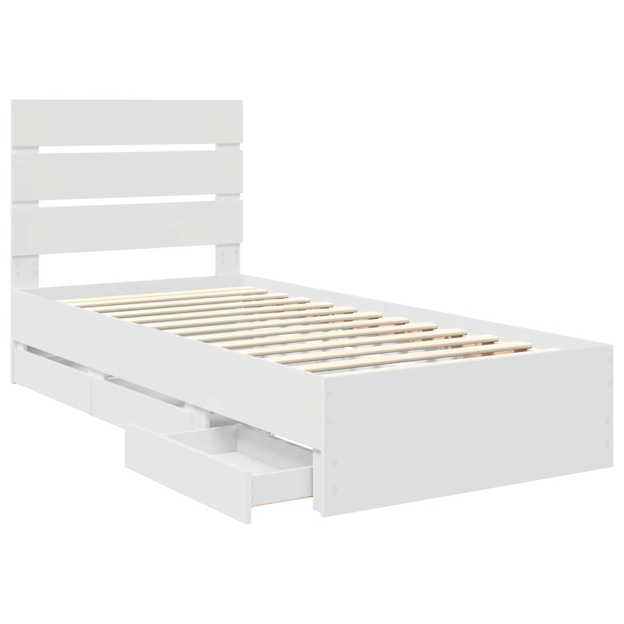 Bedframe met lade met opslag Wit 100 x 200 cm Ingenieurshout