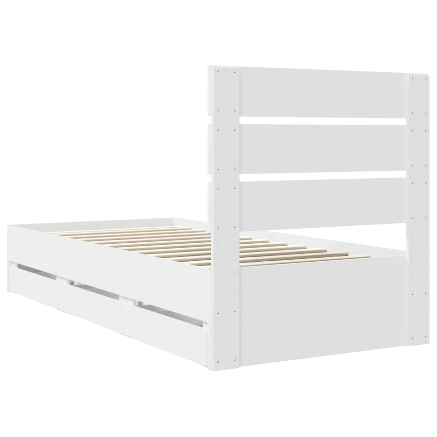 Bedframe met lade met opslag Wit 100 x 200 cm Ingenieurshout