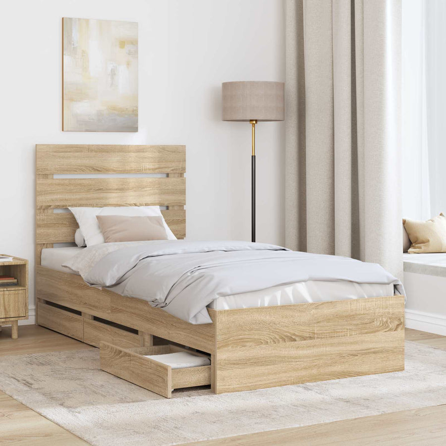 Bedframe met lade Sonoma Eiken 100 x 200 cm Ingenieurshout