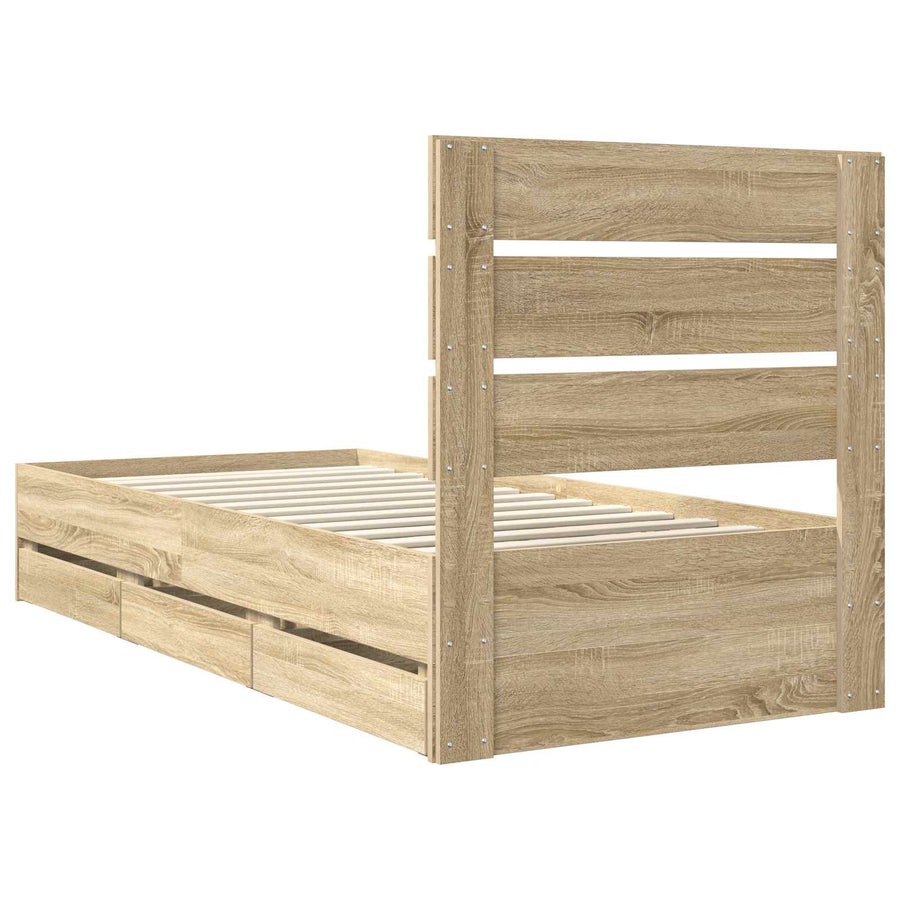 Bedframe met lade Sonoma Eiken 100 x 200 cm Ingenieurshout