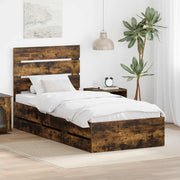Bedframe met lade gerookt eiken 100x200 cm