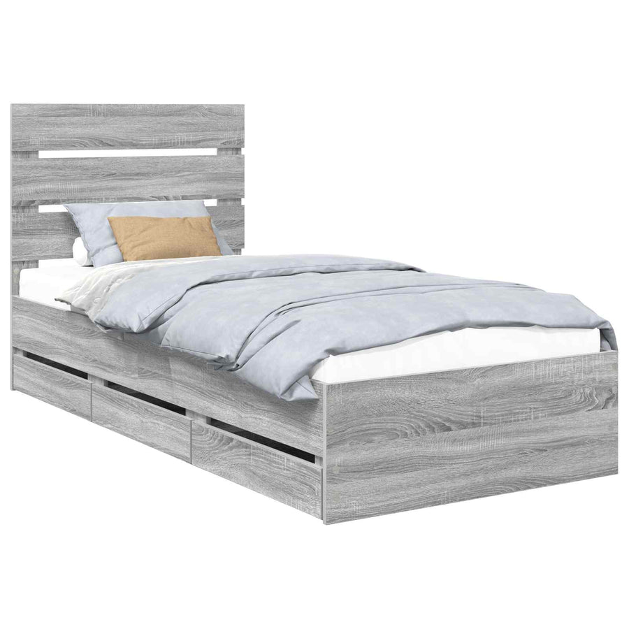Bedframe met lade Grijs Sonoma 100 x 200 cm Ingenieurshout