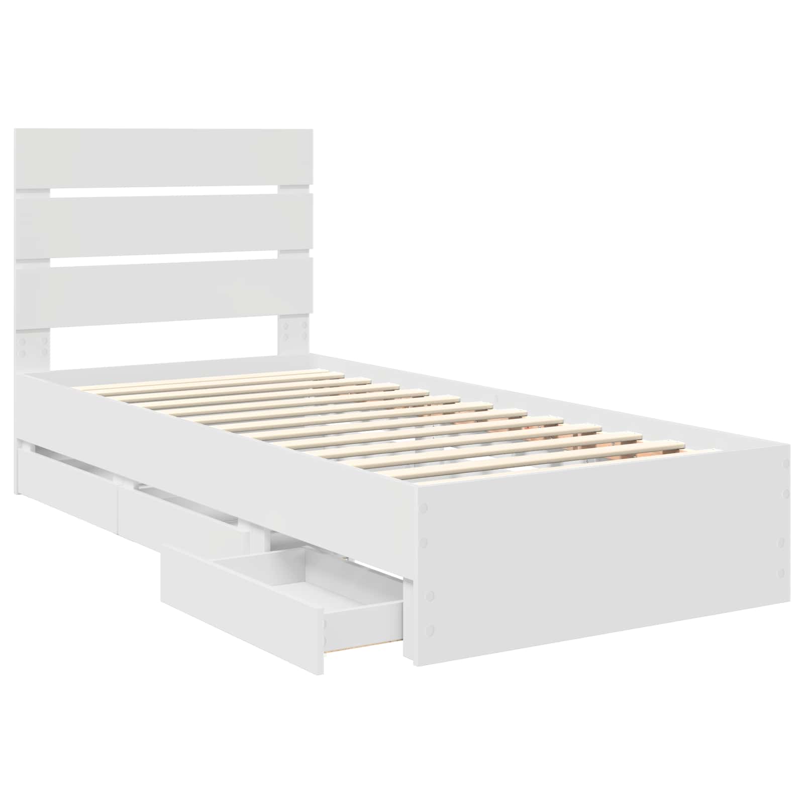 Bedframe met lade met hoofdeinde Wit 90 x 200 cm Ingenieurshout