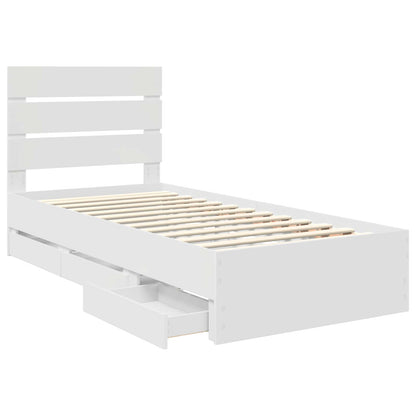 Bedframe met lade met hoofdeinde Wit 90 x 200 cm Ingenieurshout