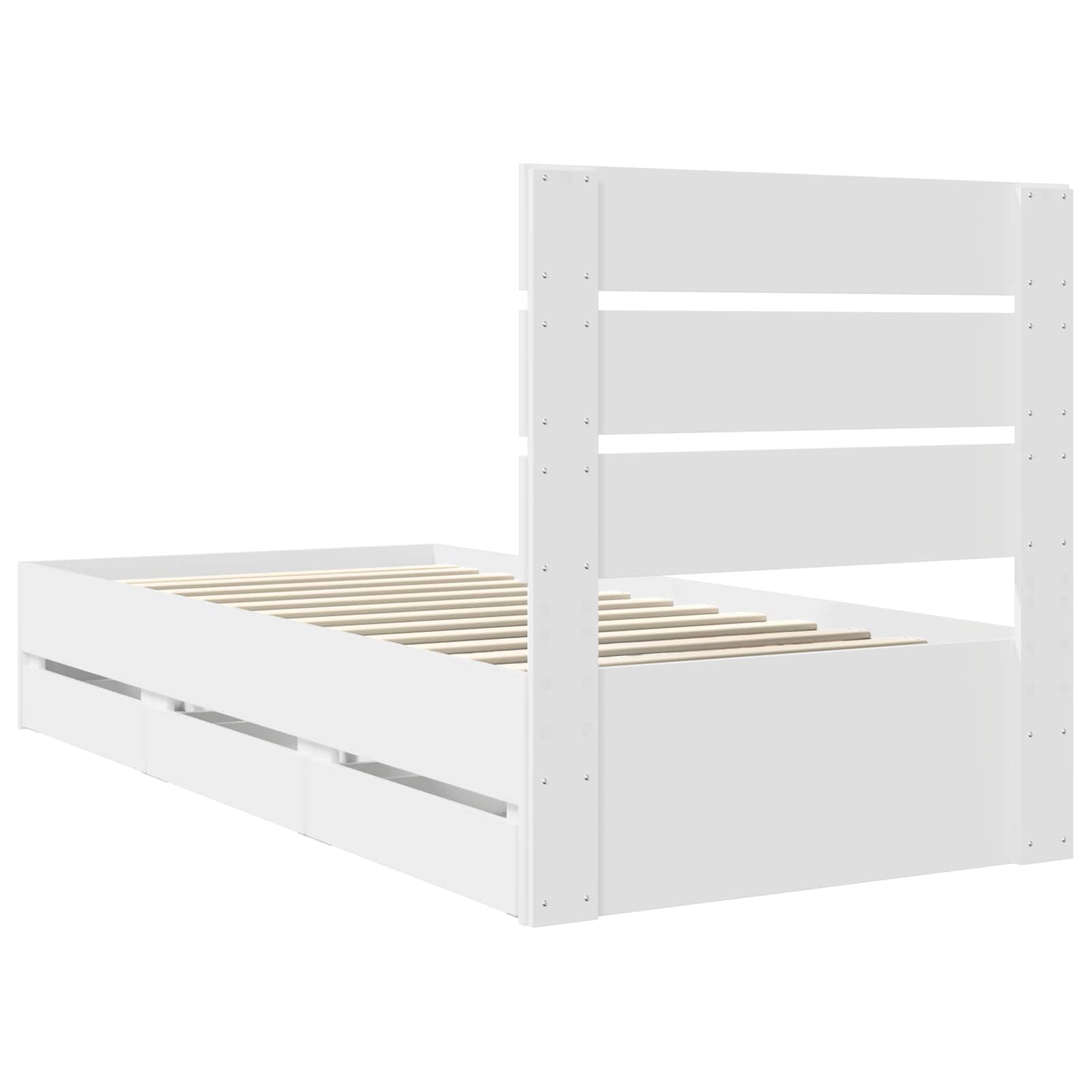 Bedframe met lade met hoofdeinde Wit 90 x 200 cm Ingenieurshout