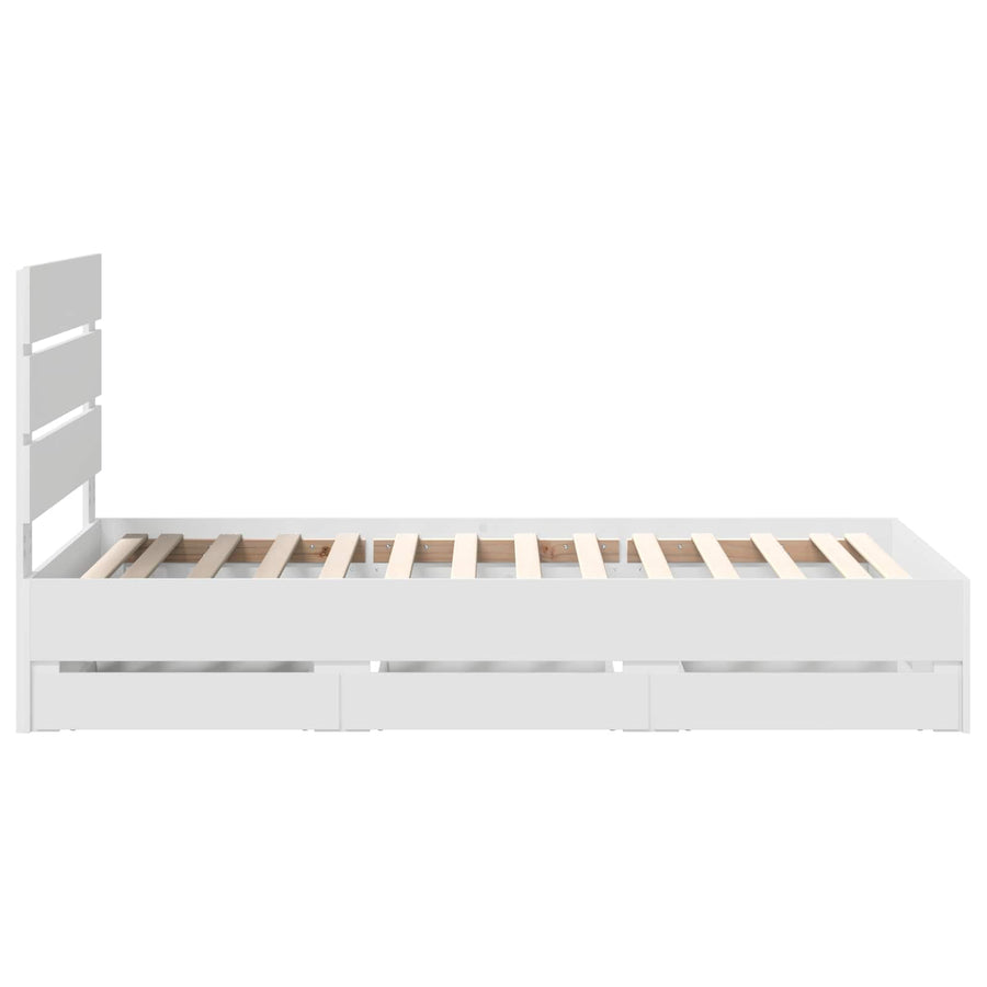 Bedframe met lade met hoofdeinde Wit 90 x 200 cm Ingenieurshout