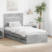Bedframe met lade beton grijs 90x200 cm ingenieurshout