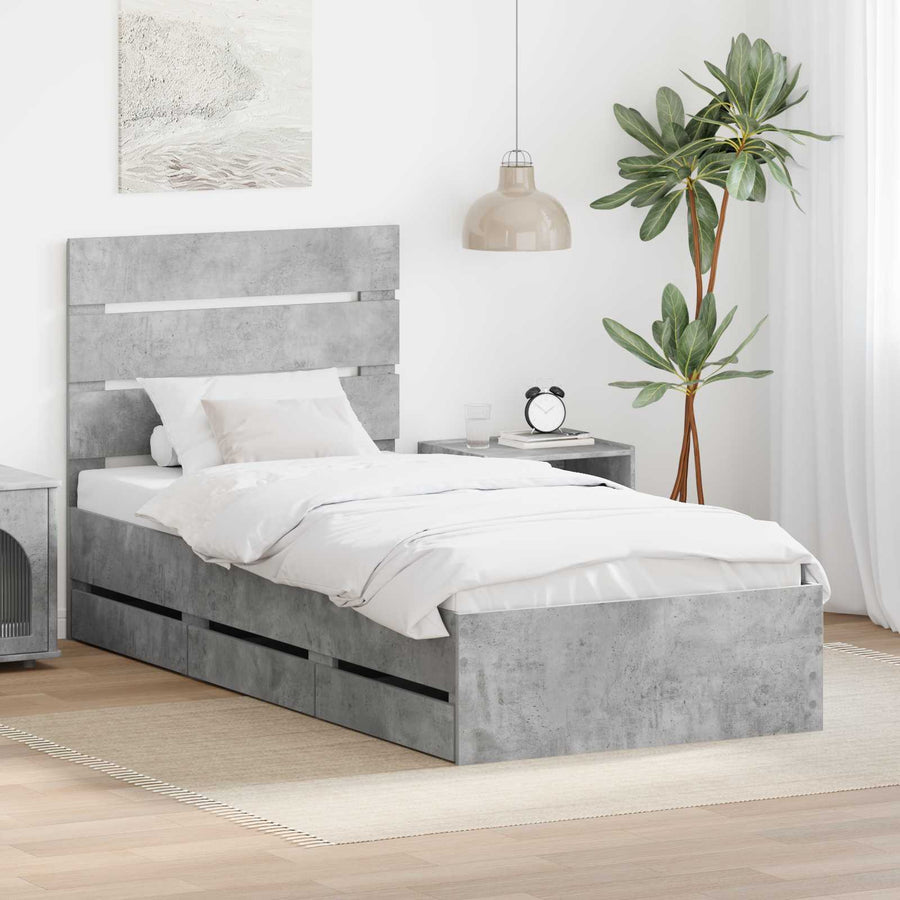 Bedframe met lade Beton Grijs 90 x 200 cm Ingenieurshout