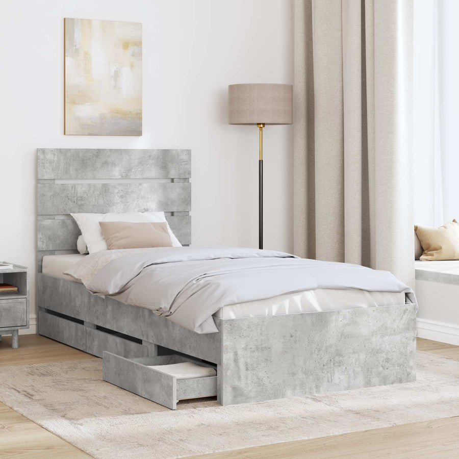 Bedframe met lade Beton Grijs 90 x 200 cm Ingenieurshout