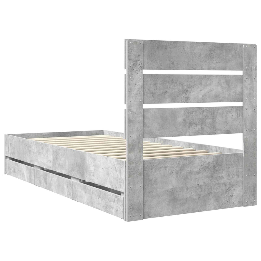 Bedframe met lade Beton Grijs 90 x 200 cm Ingenieurshout