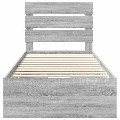 Bedframe met lade Grijs Sonoma 90 x 200 cm Ingenieurshout