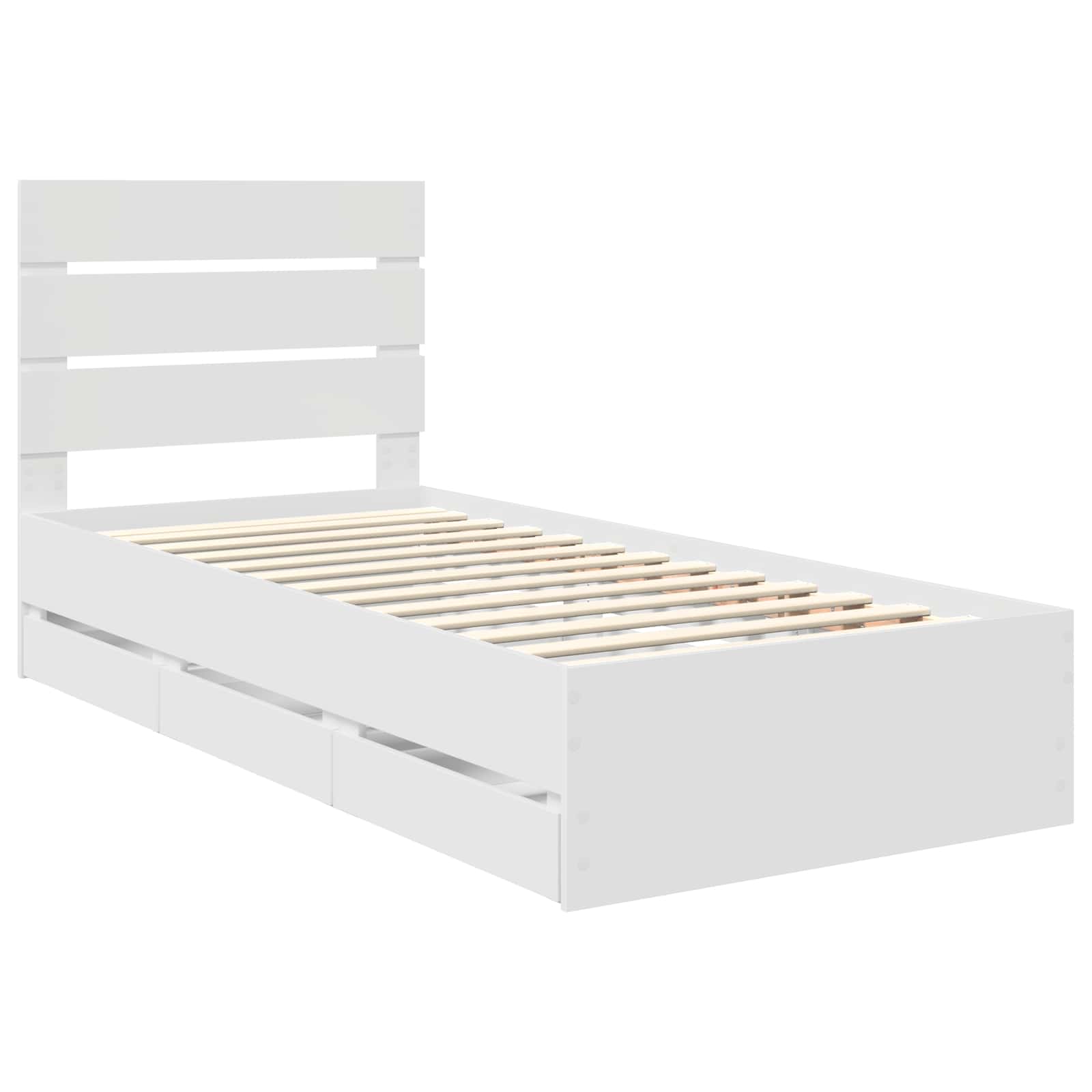 Bedframe met lade met hoofdeinde Wit 90 x 190 cm Ingenieurshout