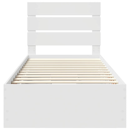 Bedframe met lade met hoofdeinde Wit 90 x 190 cm Ingenieurshout