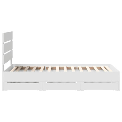 Bedframe met lade met hoofdeinde Wit 90 x 190 cm Ingenieurshout